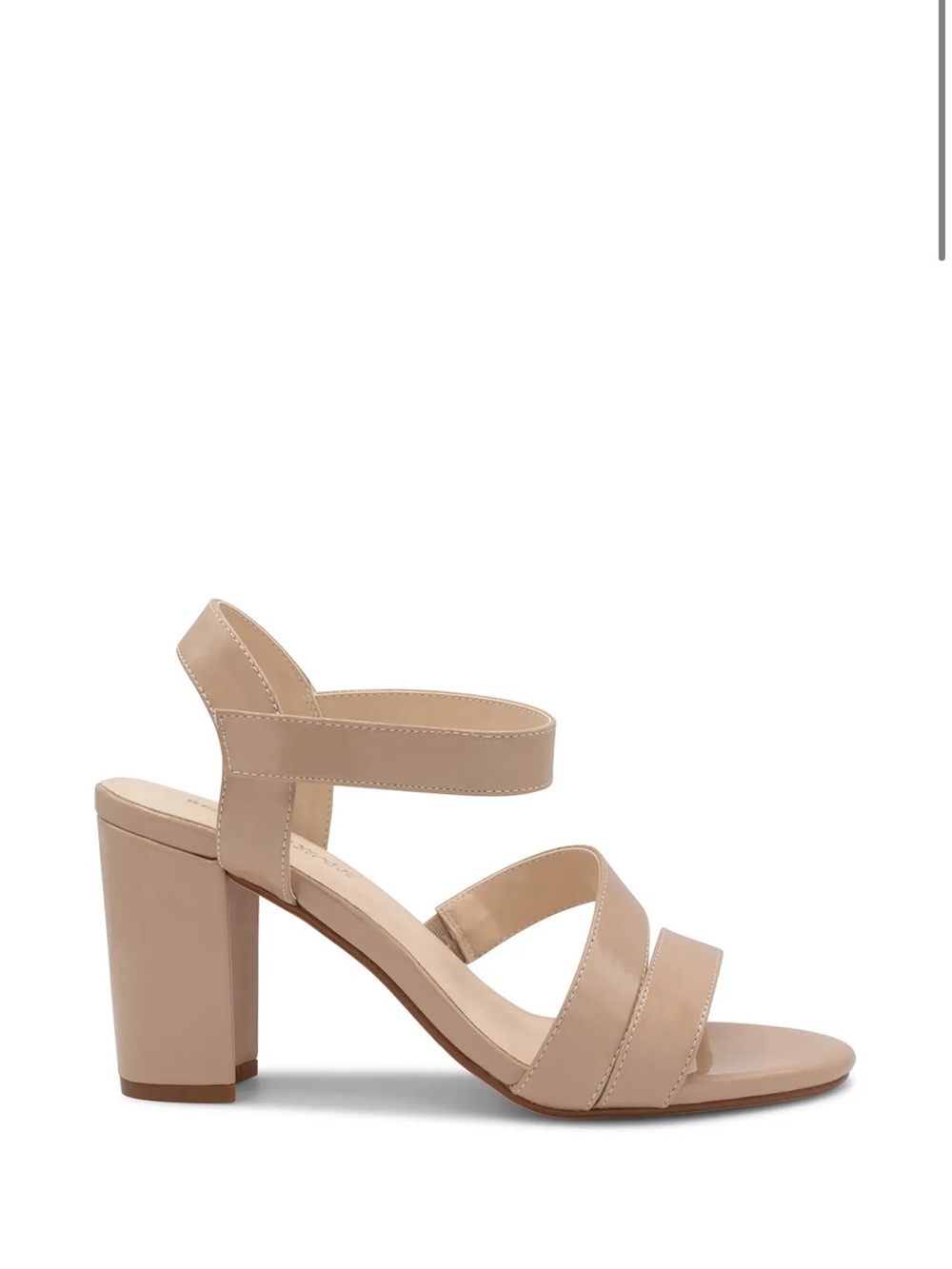 34. Benjamin Walk $80 Lucille Nude Patent Block Heel Sandals with Velcro Closure